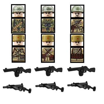 KM Militāro Ieroču 6pcs/daudz WW2 MUMS Padomju Armijas Karavīri Minifigurine Modeli, Celtniecības Bloki Karavīrs Ķieģeļi Rotaļlietas Bērniem