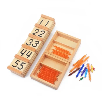 Montessori Materiāli Tīņi Simbols Lineāro & Skip Zelta Krelles & krāsainas Krelles Skaitīšanas Koka Rotaļlietas Bērniem Agrīnā Pirmsskolas